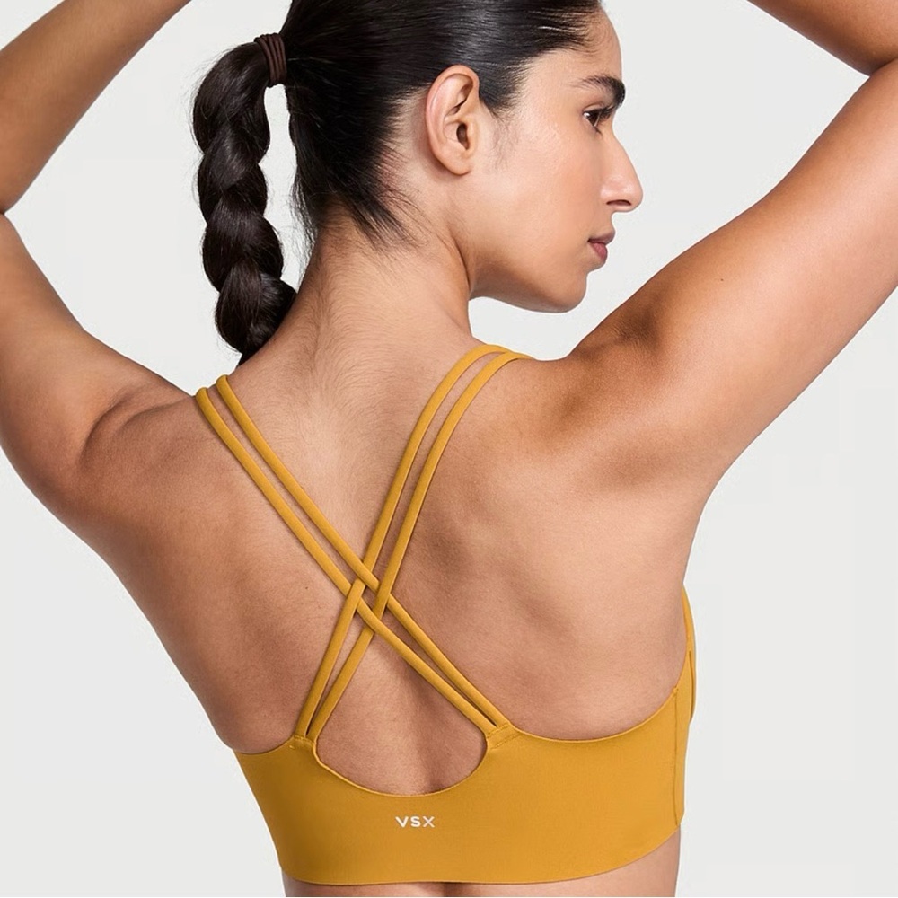 Victorias Secret VSX Elevate Strappy-Comfort Sports Bra - Extra Small - Gold - Picture 9 of 9
